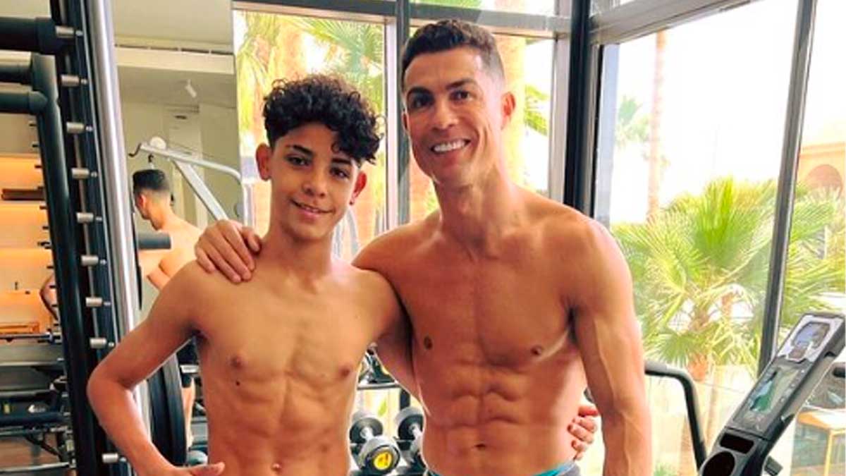 El hijo de Cristiano Ronaldo exhibe un físico similar al de su padre: una foto juntos en el gimnasio sorprende a todos